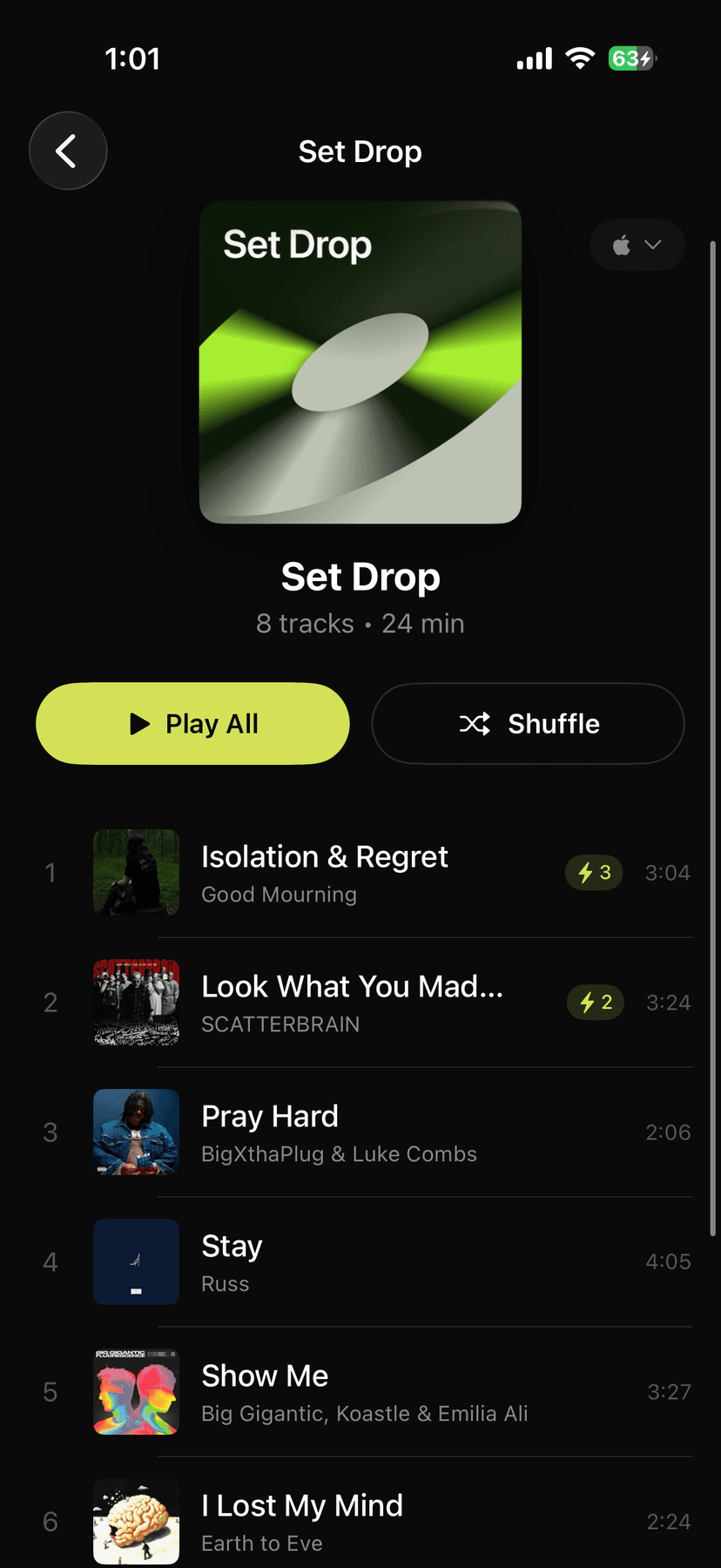 QSET Playlist - Tracks with drop counts